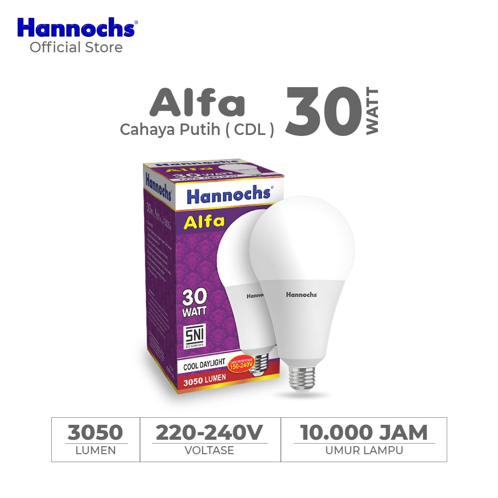 Hannochs Lampu Bohlam LED Alfa 30W Cahaya Putih