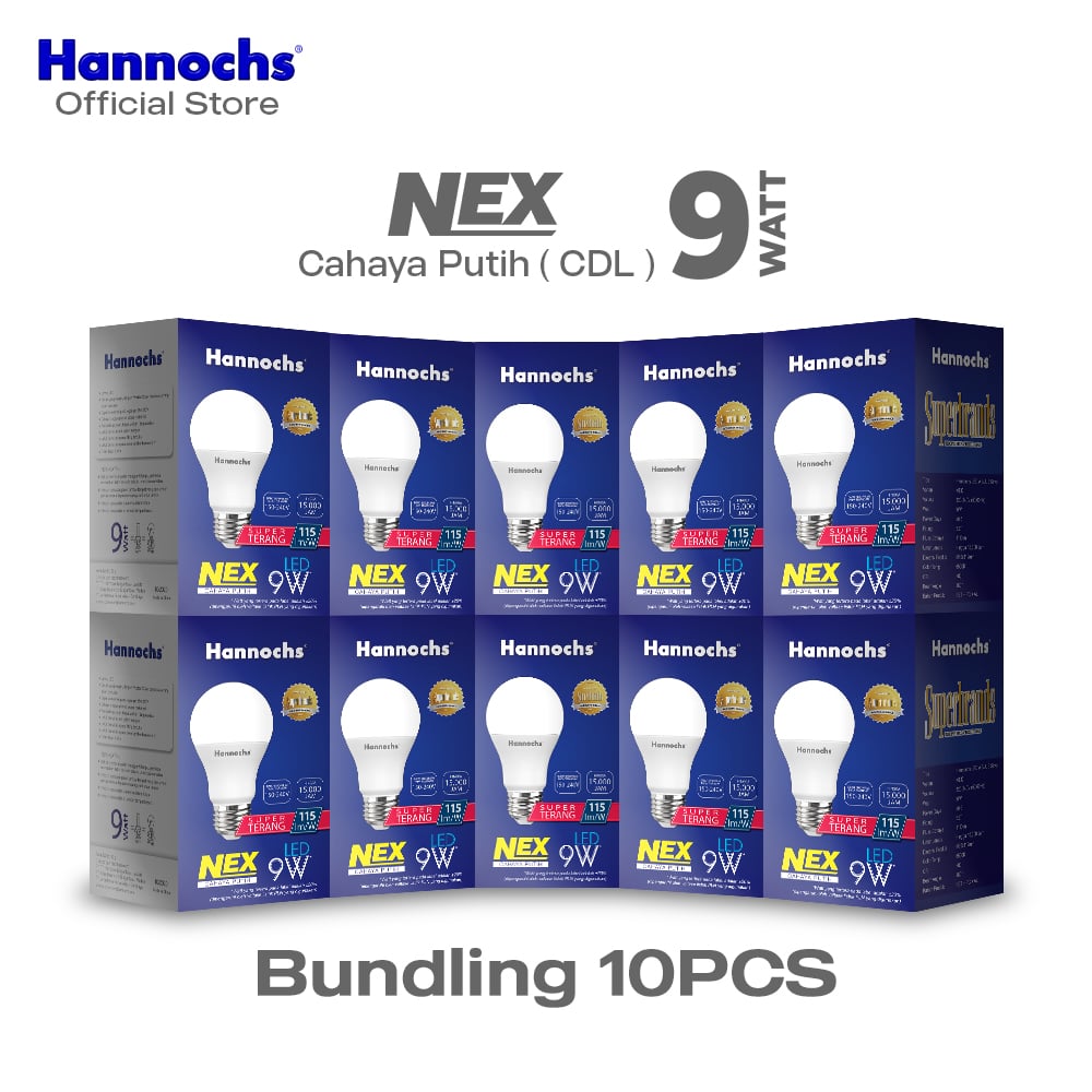 Hannochs Lampu Bohlam LED NEX 9W Cahaya Putih (PAKET 10pcs)