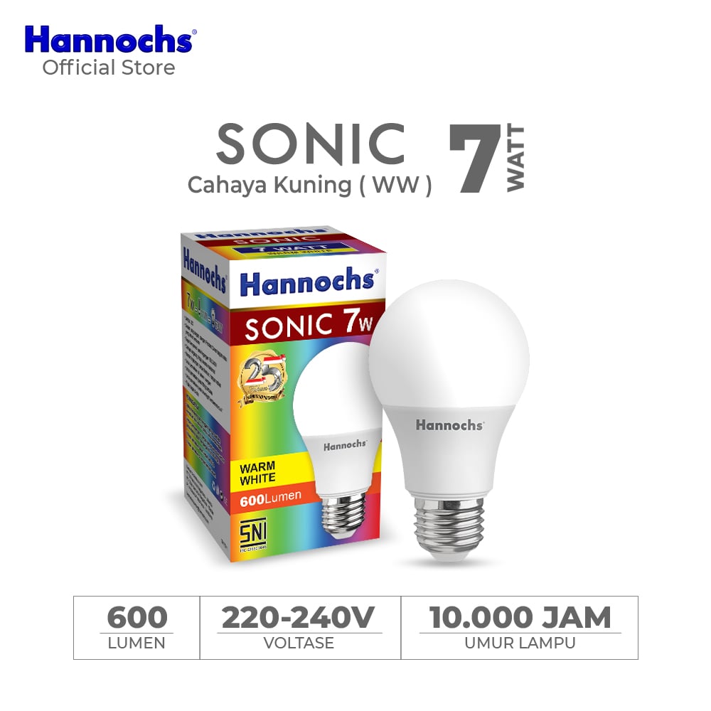 Hannochs Lampu Bohlam LED Sonic 7W Cahaya Kuning