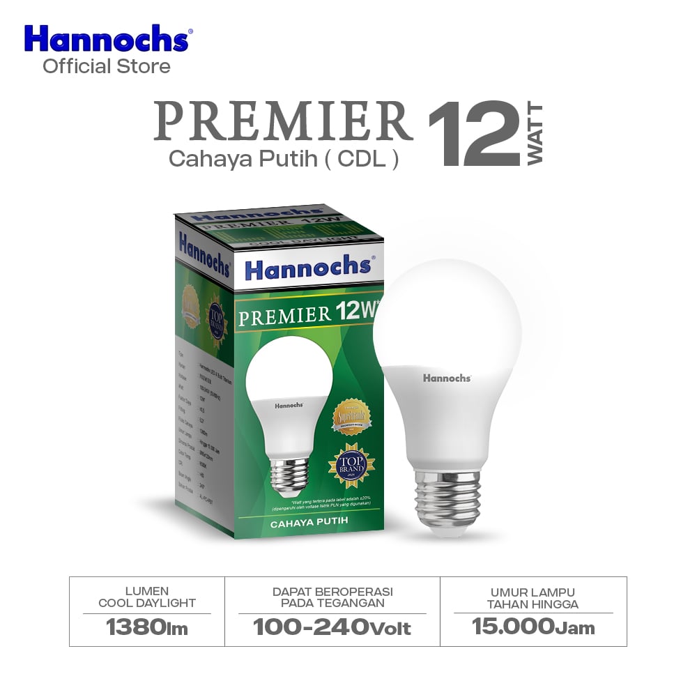 Hannochs Lampu Bohlam LED Premier 12W Cahaya Putih