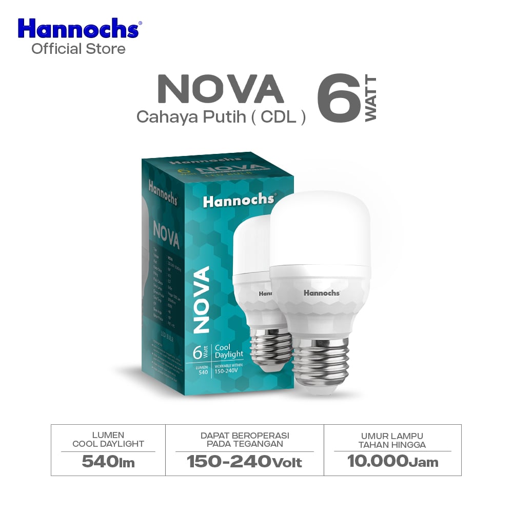Hannochs Lampu Bohlam LED NOVA 6W Cahaya Putih