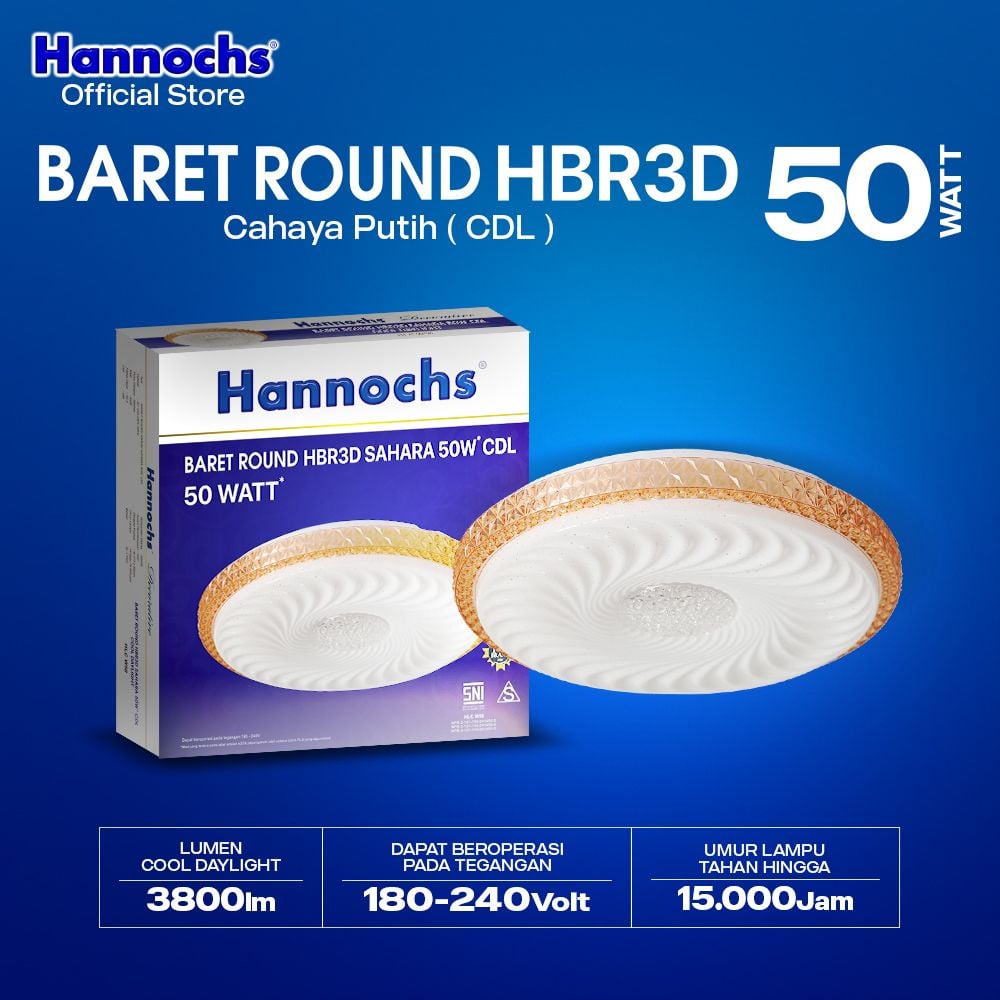 Hannochs Lampu Downlight LED Baret Round HBR3D Sahara 50W Cahaya Putih