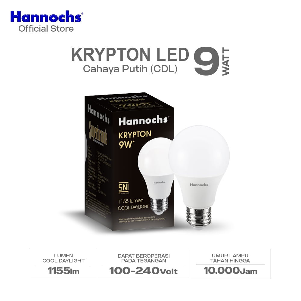 Hannochs Lampu Bohlam LED Krypton 9W Cahaya Putih
