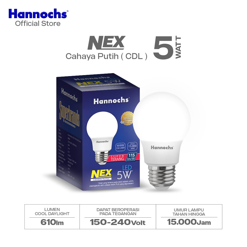 Hannochs Lampu Bohlam LED NEX 5W Cahaya Putih