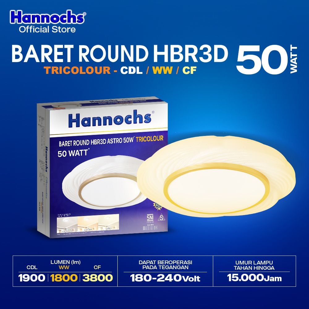 Hannochs Lampu Downlight LED Baret Round HBR3D Astro 50W Tricolour