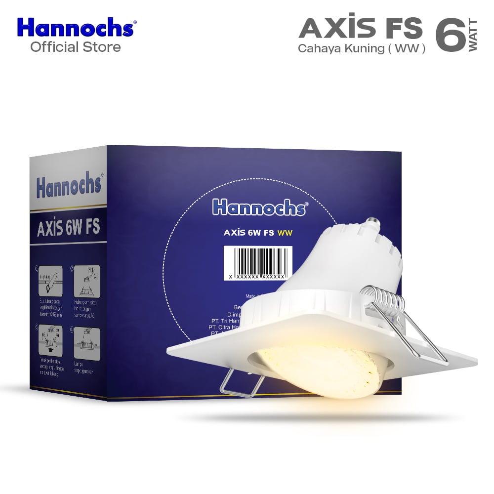 Hannochs Lampu Downlight LED Axis 6W FS Cahaya Kuning - Spotlight