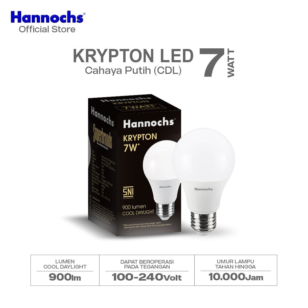 Hannochs Lampu Bohlam LED Krypton 7W Cahaya Putih