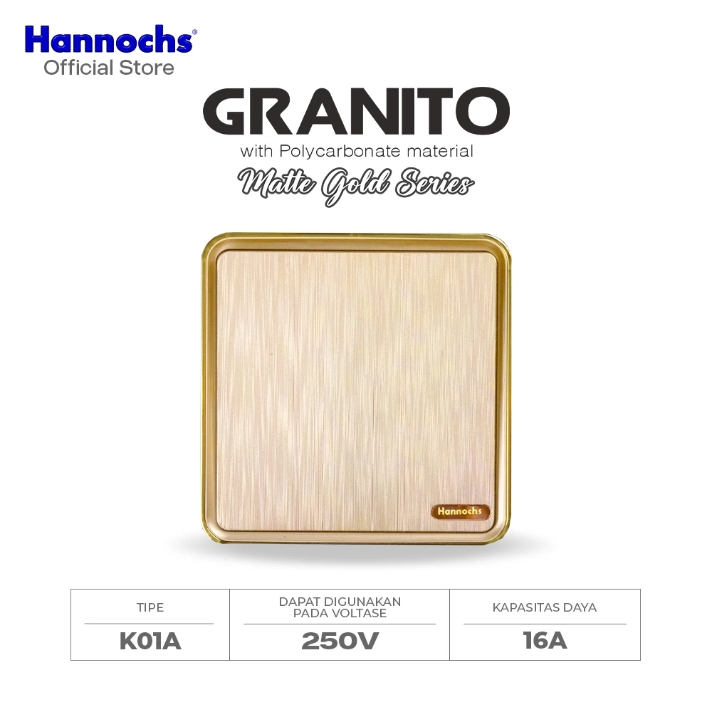 Hannochs Saklar Granito Matte Gold (Emas) - Stop Kontak - Sakelar Premium