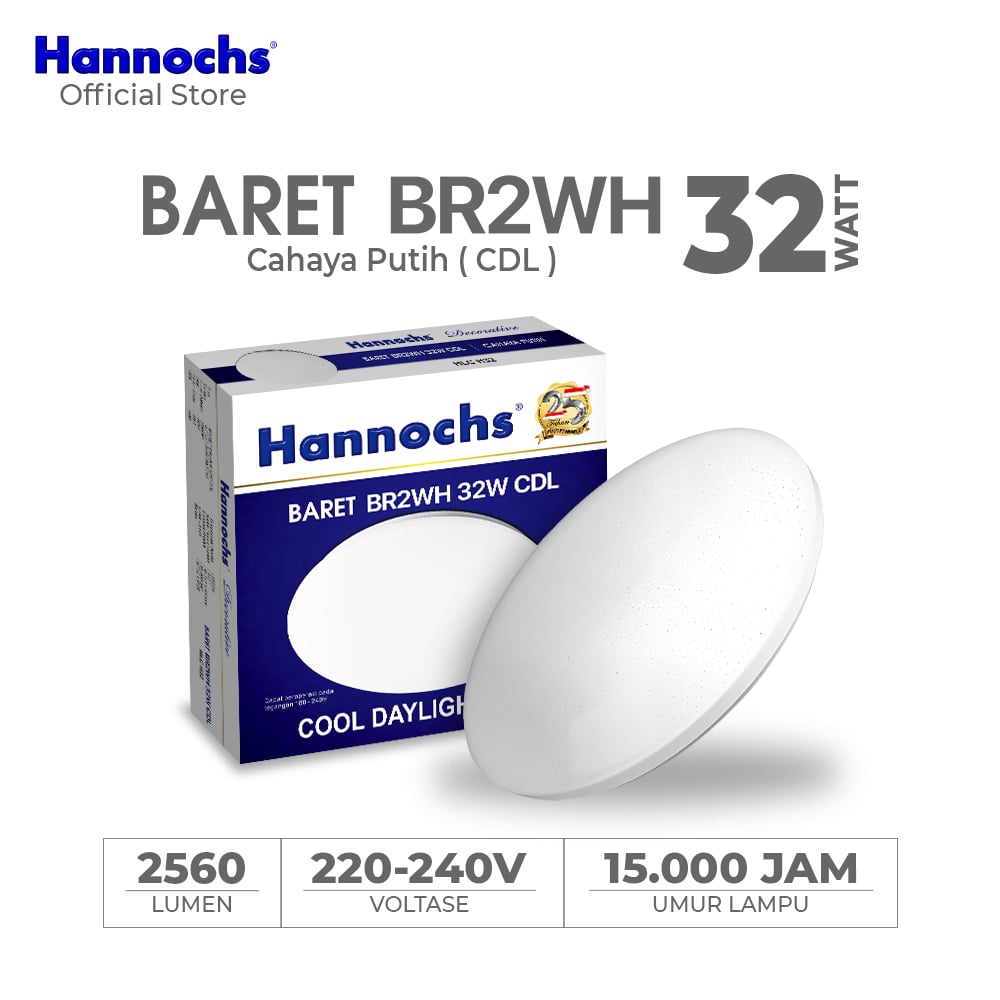 Hannochs Lampu Downlight LED Baret BR2WH 32 watt cahaya Putih