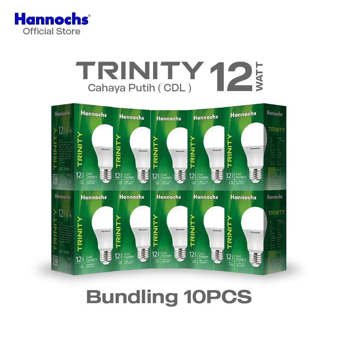 Hannochs Lampu Bohlam LED Trinity 12W isi 10pcs Cahaya Putih