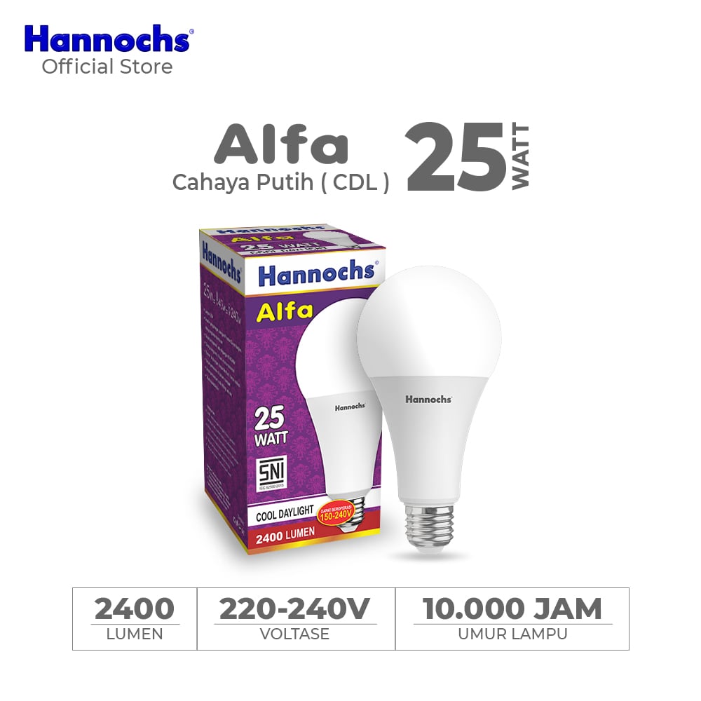 Hannochs Lampu Bohlam LED Alfa 25W cahaya Putih