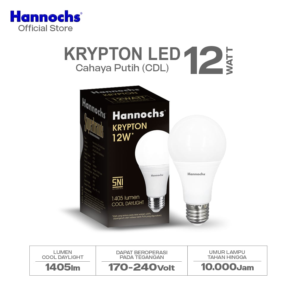 Hannochs Lampu Bohlam LED Krypton 12W Cahaya Putih