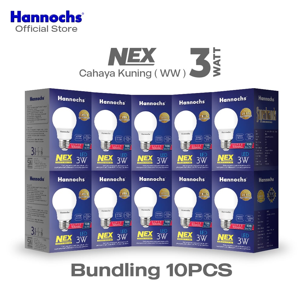 Hannochs Lampu Bohlam LED NEX 3W Cahaya Kuning (PAKET 10pcs)