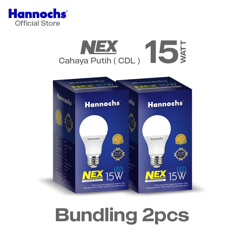 Hannochs Lampu Bohlam LED NEX 15W Cahaya Putih Paket isi 2pcs