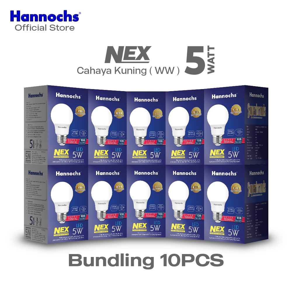 Hannochs Lampu Bohlam LED NEX 5W Cahaya Kuning (PAKET 10pcs)