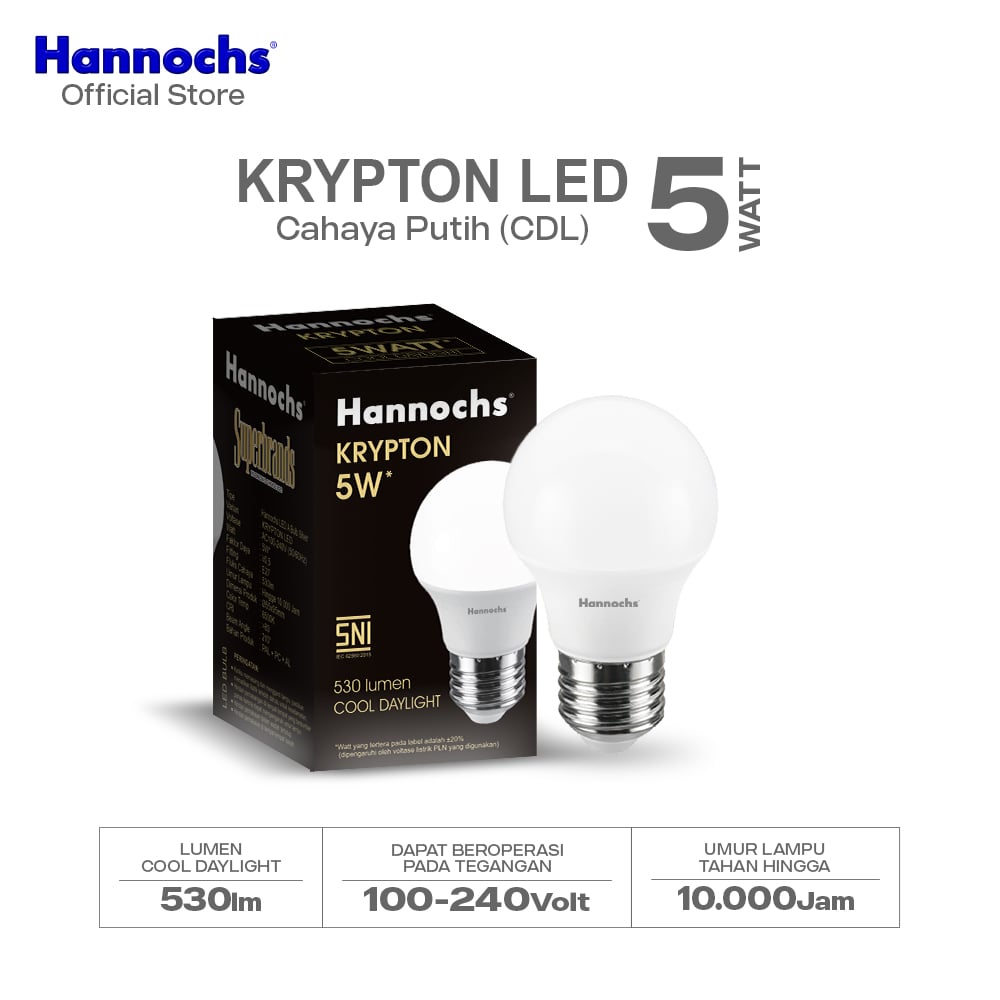 Hannochs Lampu Bohlam LED Krypton 5W Cahaya Putih
