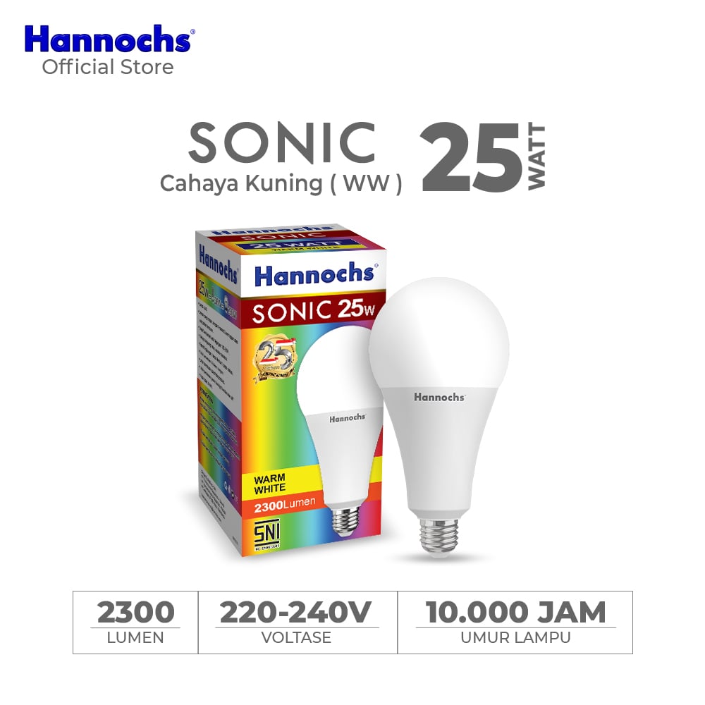 Hannochs Lampu Bohlam LED Sonic 25W Cahaya Kuning