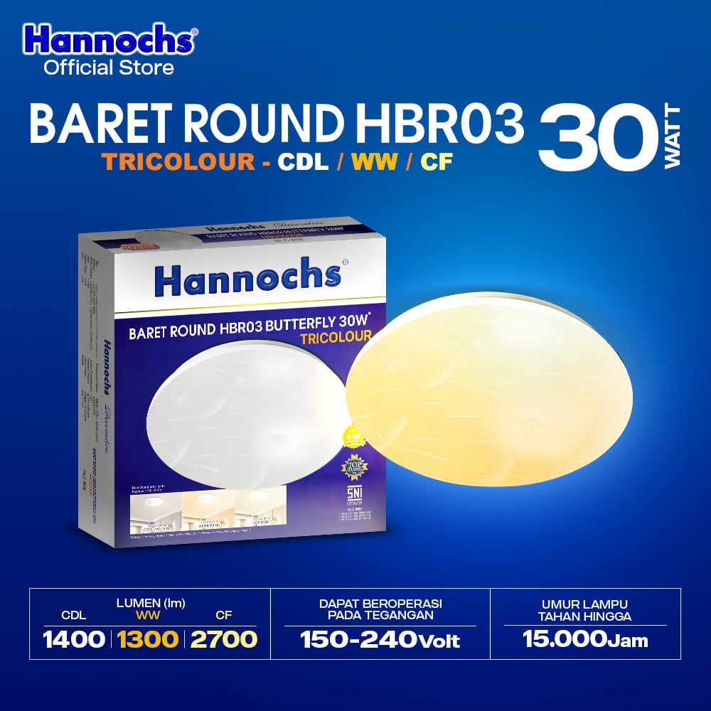 Hannochs Lampu Downlight LED Baret Round HBR03 Butterfly 30W Tricolour