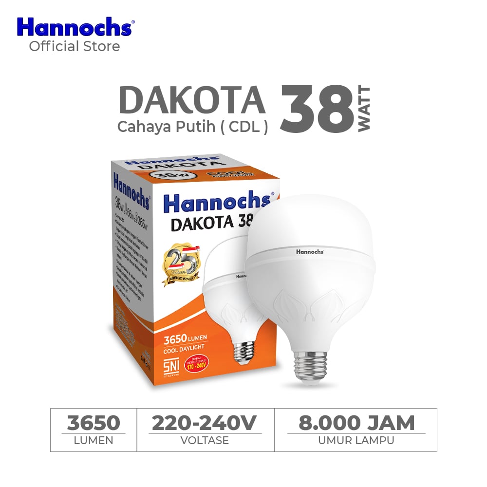 Hannochs Lampu Bohlam LED Dakota 38W Cahaya Putih