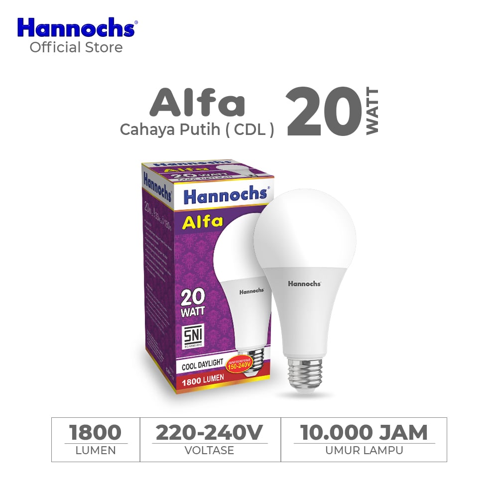 Hannochs Lampu Bohlam LED Alfa 20W Cahaya Putih
