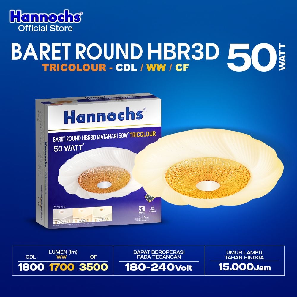 Hannochs Lampu Downlight LED Baret Round HBR3D Matahari 50W Tricolour