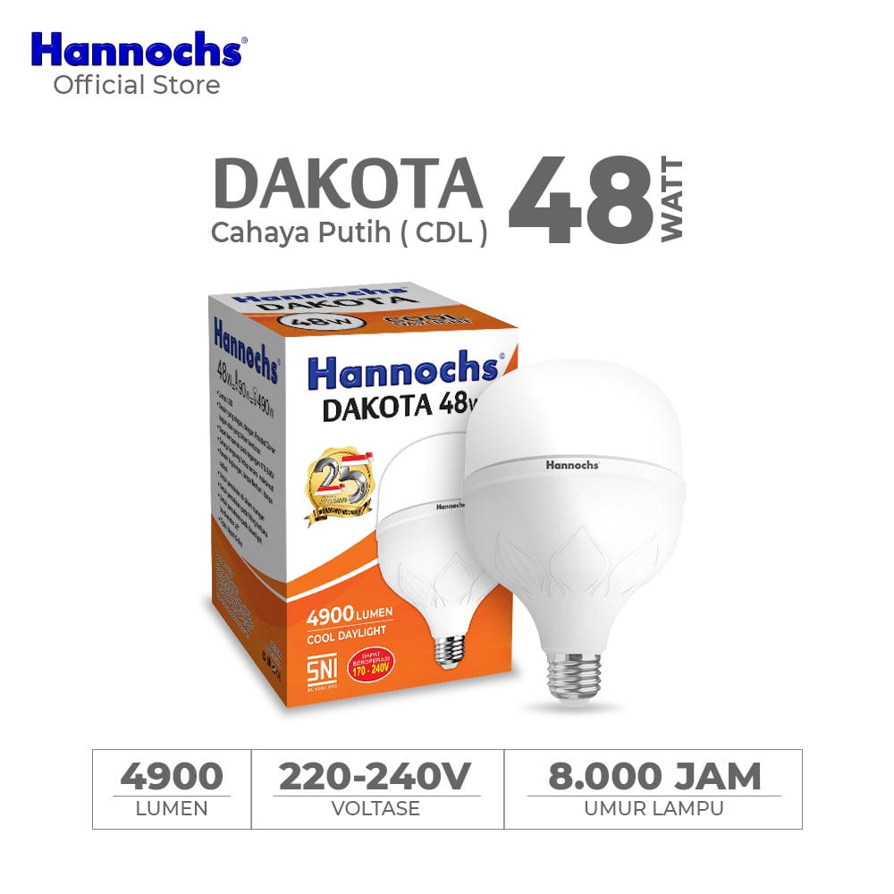 Hannochs Lampu Bohlam LED Dakota 48W Cahaya Putih