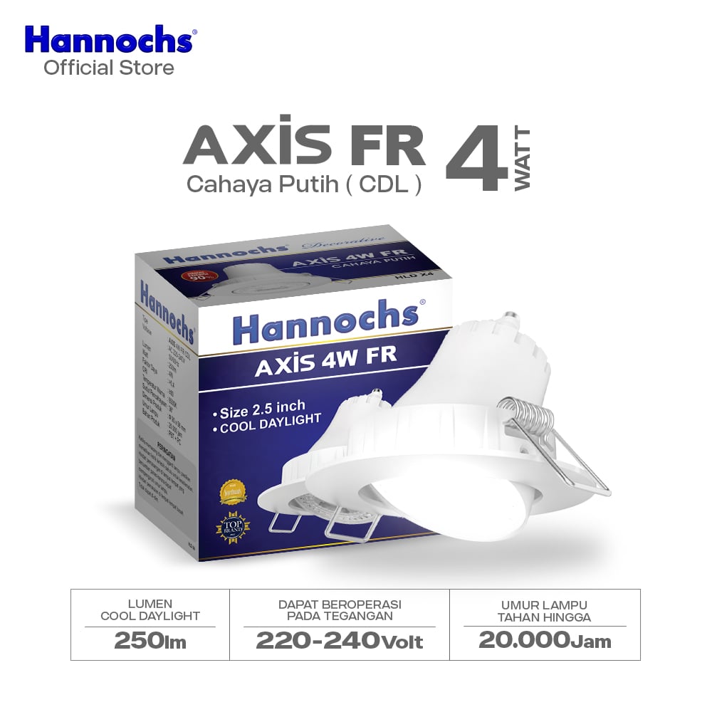 Hannochs Lampu Downlight LED Axis 4W FR Cahaya Putih - Spotlight