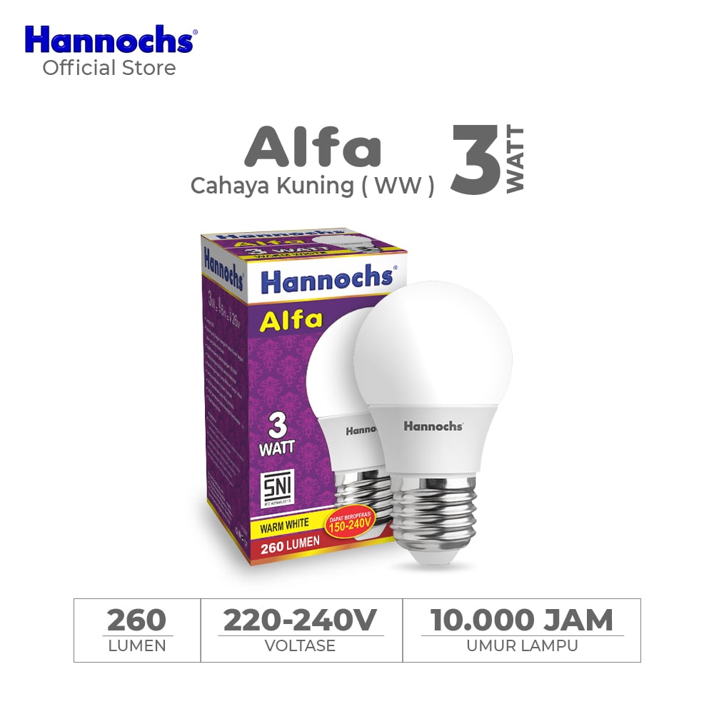 Hannochs Lampu Bohlam LED Alfa 3W Cahaya Kuning