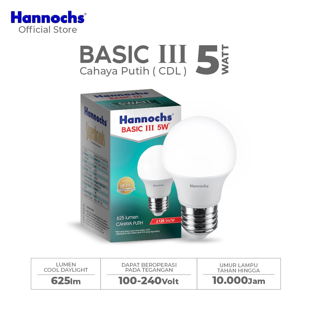 Hannochs Lampu Bohlam LED Basic III A Bulb 5W Cahaya Putih