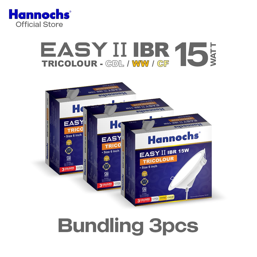 Hannochs Lampu Downlight LED EASY II 15W IBR isi 3pcs Tricolour
