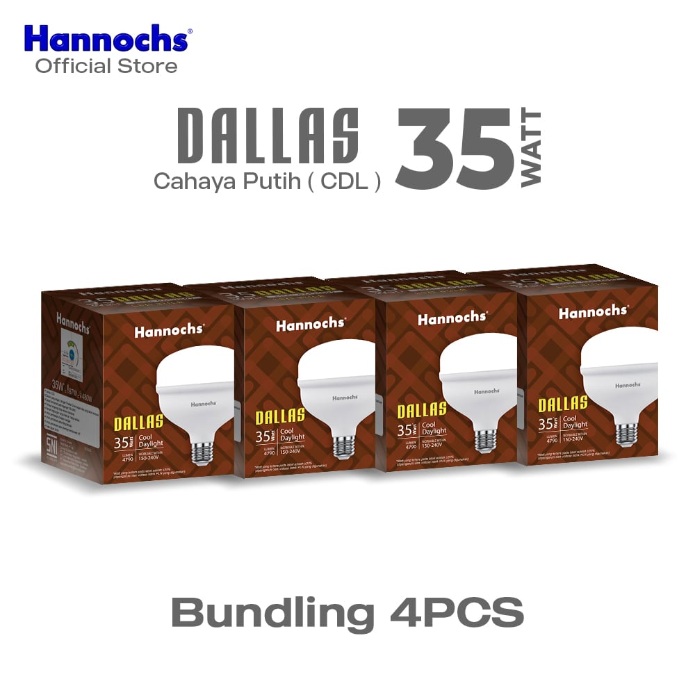 Hannochs Lampu Bohlam LED Dallas 35W Cahaya Putih Paket Isi 4pcs