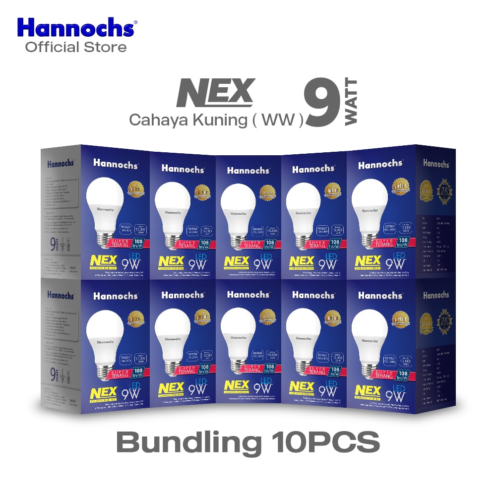 Hannochs Lampu Bohlam LED NEX 9W Cahaya Kuning (PAKET 10pcs)