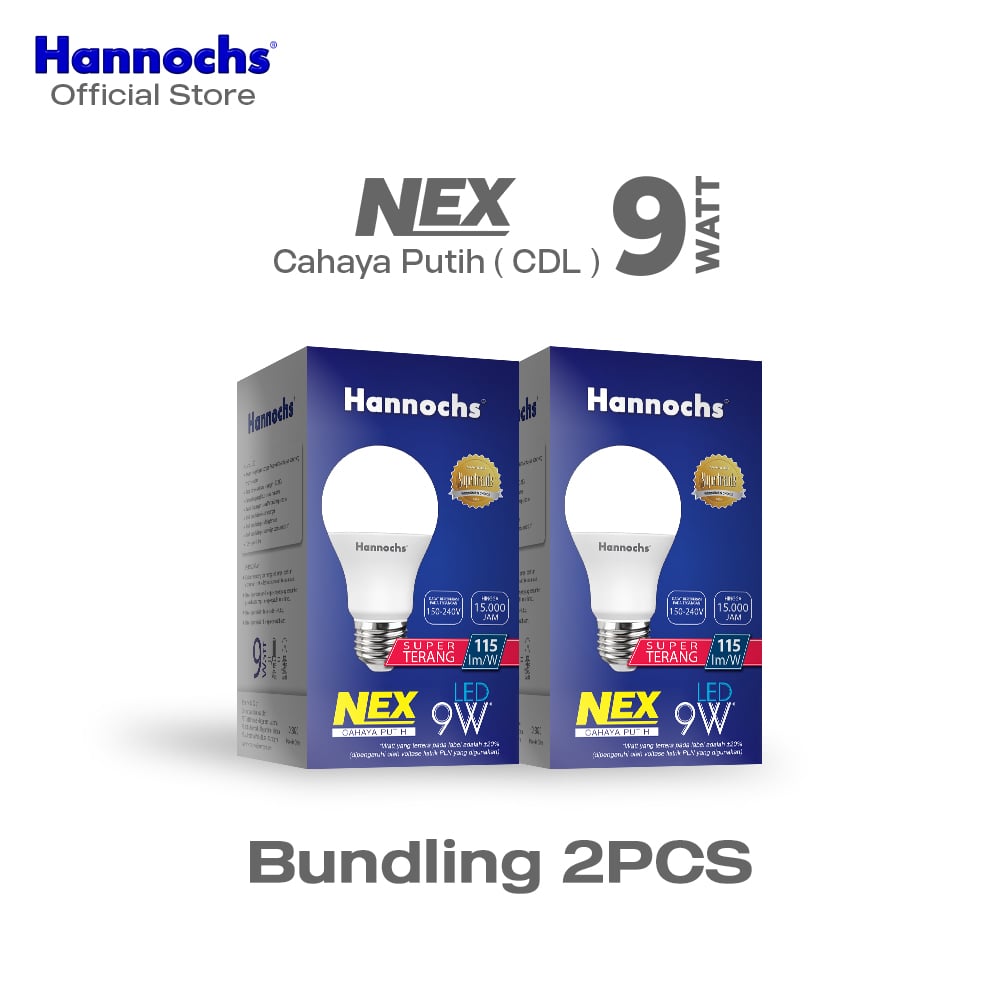 Hannochs Lampu Bohlam LED NEX 9W Cahaya Putih Paket isi 2pcs