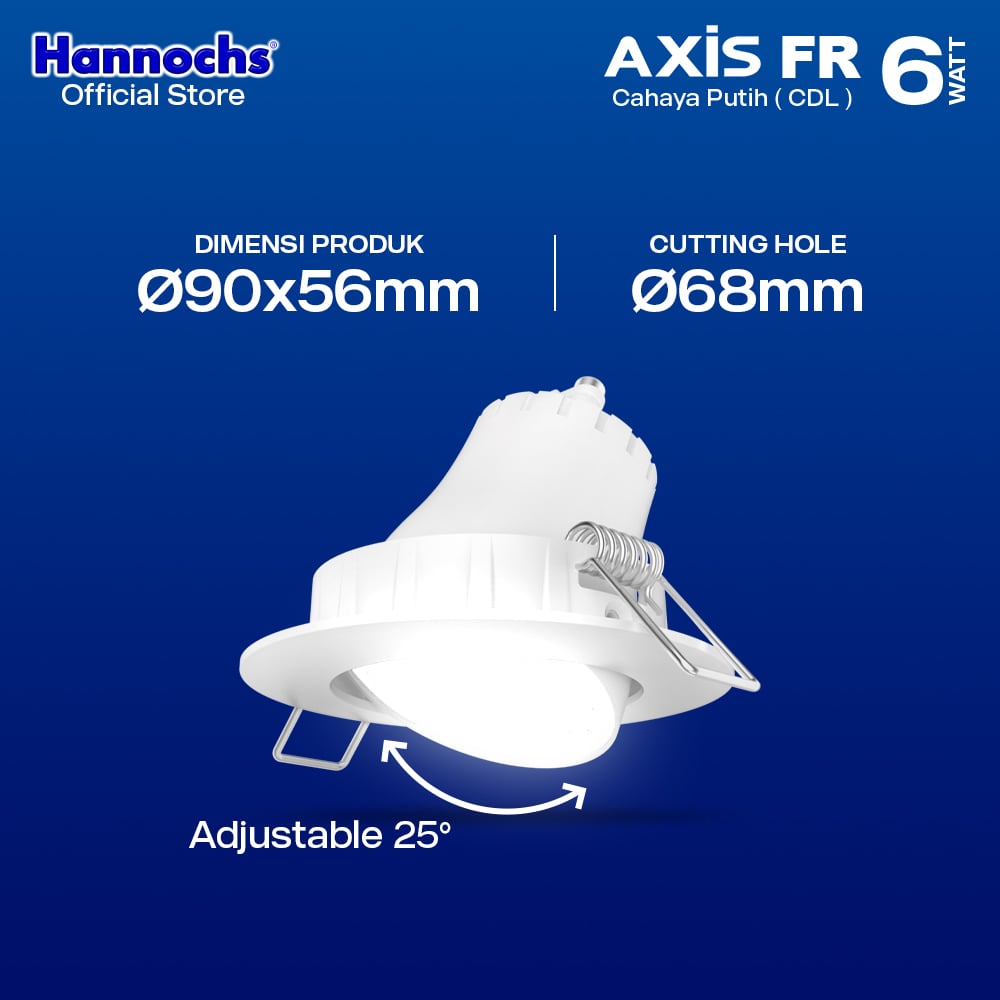 Hannochs Lampu Downlight LED Axis 6W FR Cahaya Putih - Spotlight