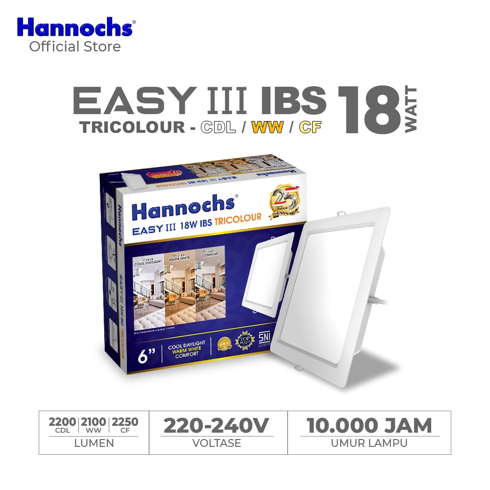 Hannochs Lampu Downlight LED EASY III 18W IBS Tricolour INBOW