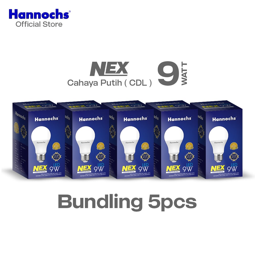Hannochs Lampu Bohlam LED NEX 9W Cahaya Putih Paket isi 5pcs