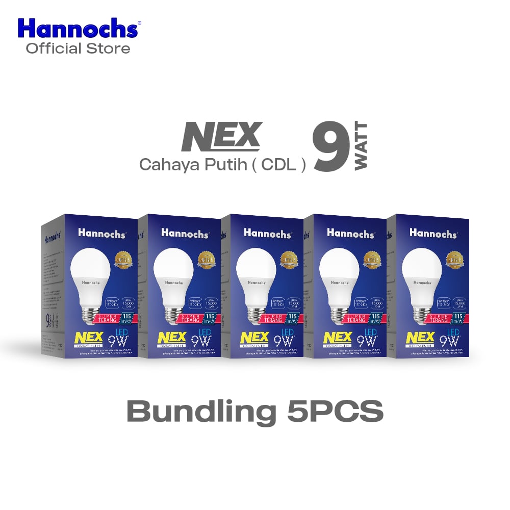 Hannochs Lampu Bohlam LED NEX 9W Cahaya Putih Paket isi 5pcs