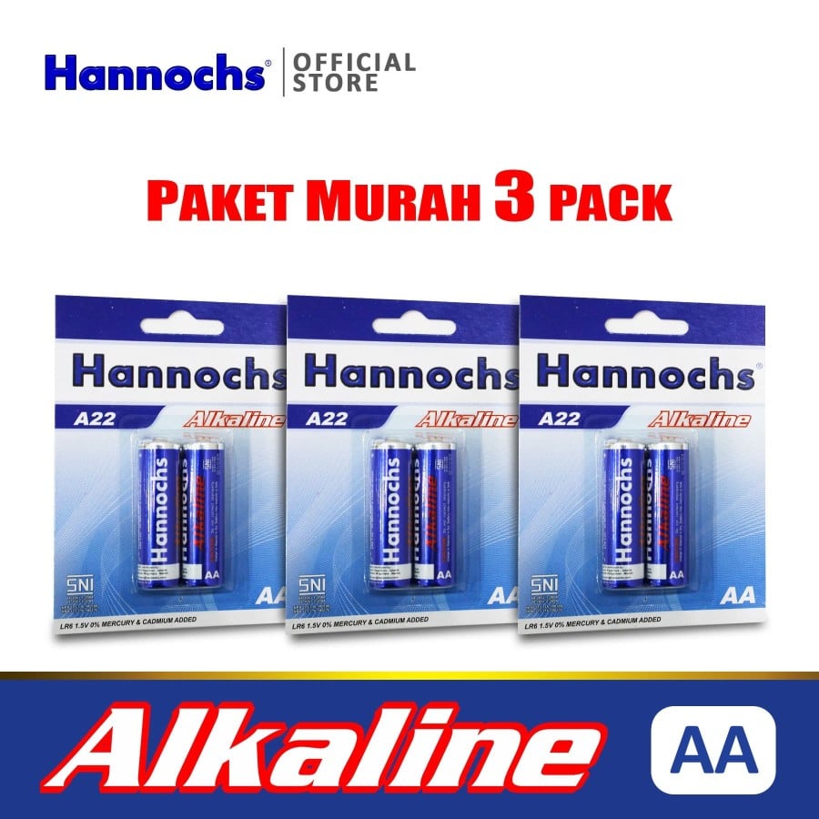 Baterai / Battery Hannochs Alkaline AA/A2 - 2 Pcs (Paket 3 PACK)