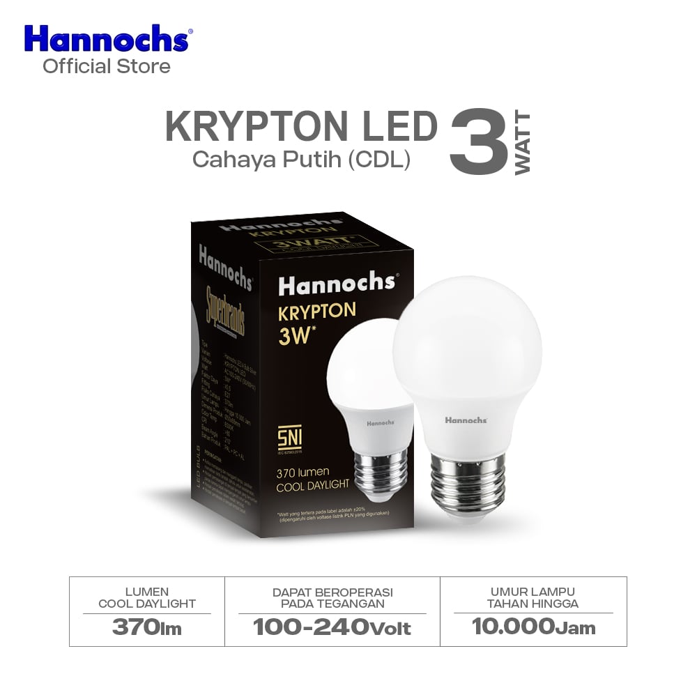 Hannochs Lampu Bohlam LED Krypton 3W Cahaya Putih