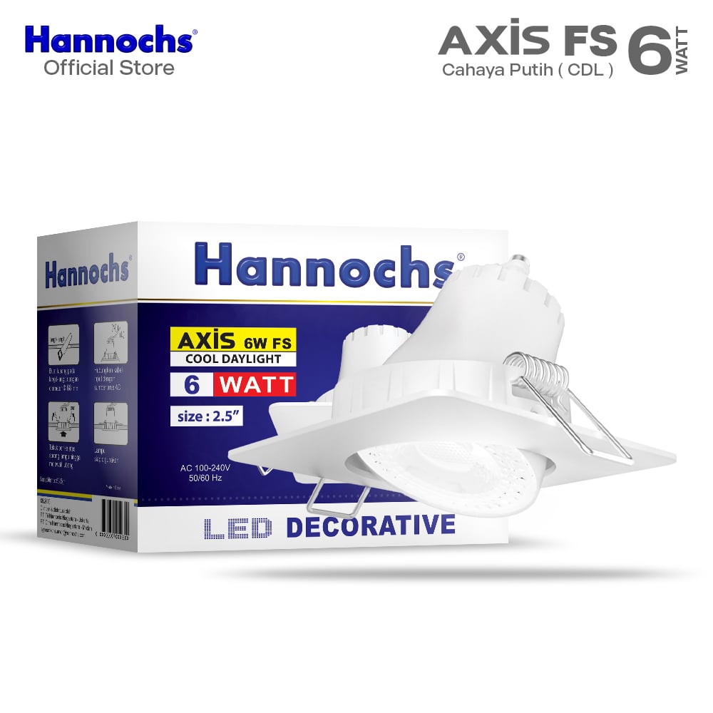 Hannochs Lampu Downlight LED Axis 6W FS Cahaya Putih - Spotlight