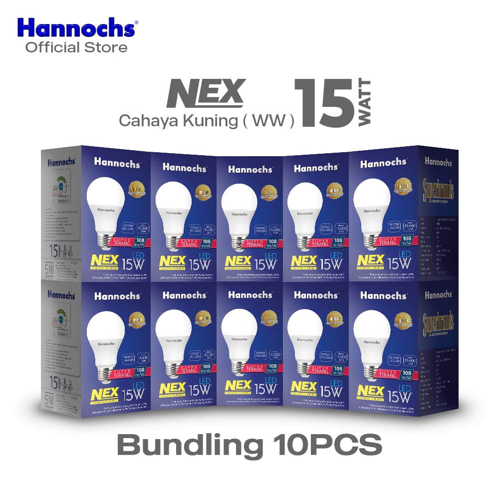 Hannochs Lampu Bohlam LED NEX 15W Cahaya Kuning (PAKET 10pcs)