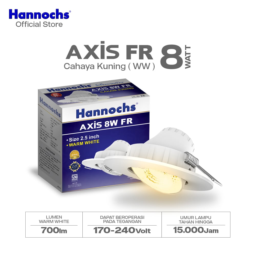 Hannochs Lampu Downlight LED Axis 8W FR Cahaya Kuning - Spotlight