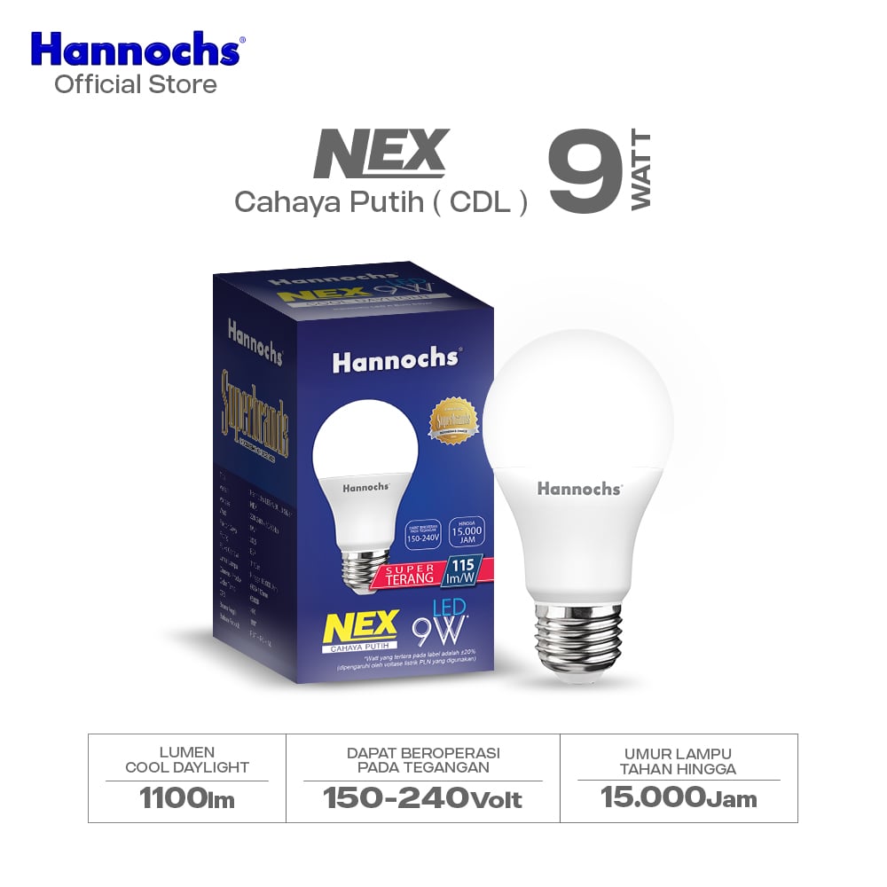 Hannochs Lampu Bohlam LED NEX 9W Cahaya Putih