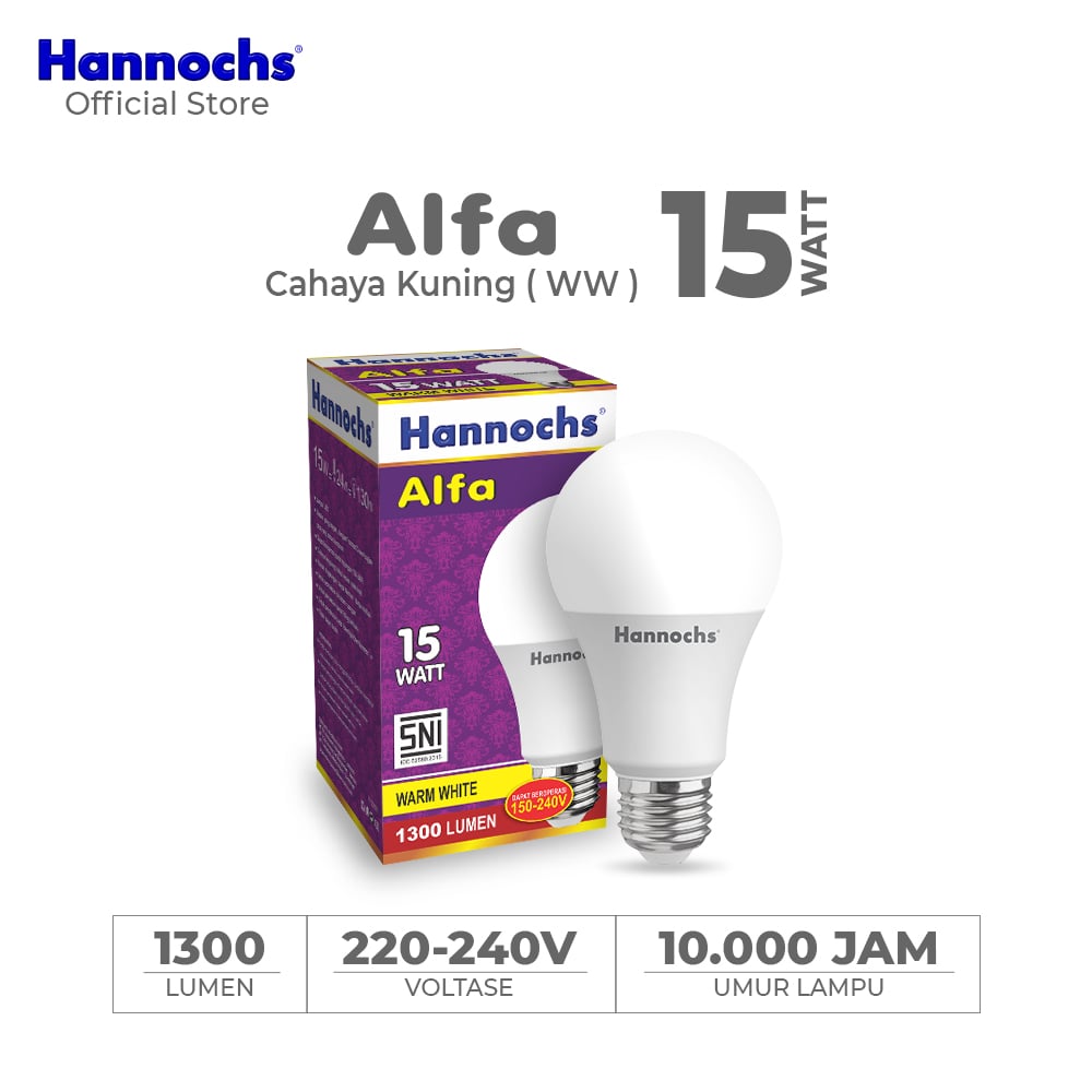 Hannochs Lampu Bohlam LED Alfa 15W Cahaya Kuning