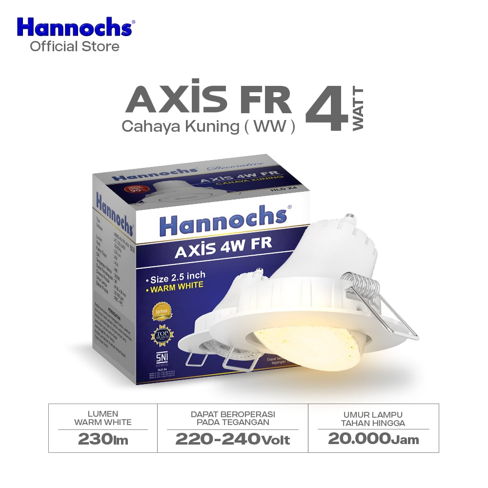 Hannochs Lampu Downlight LED Axis 4W FR Cahaya Kuning - Spotlight