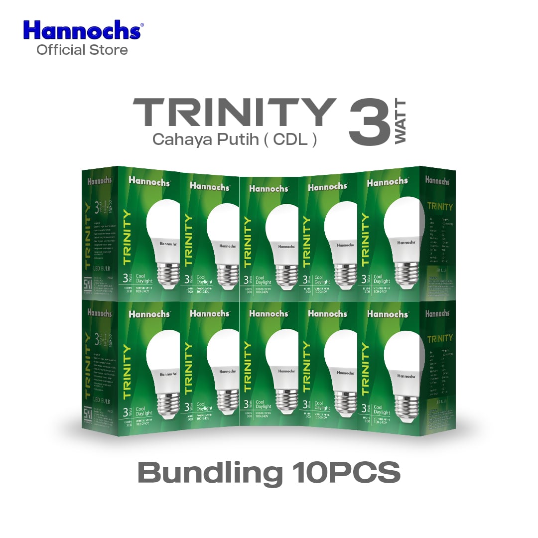 Hannochs Lampu Bohlam LED Trinity 3W isi 10pcs Cahaya Putih