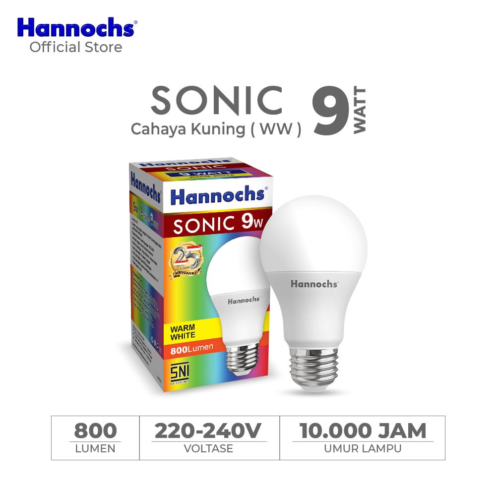 Hannochs Lampu Bohlam LED Sonic 9W Cahaya Kuning