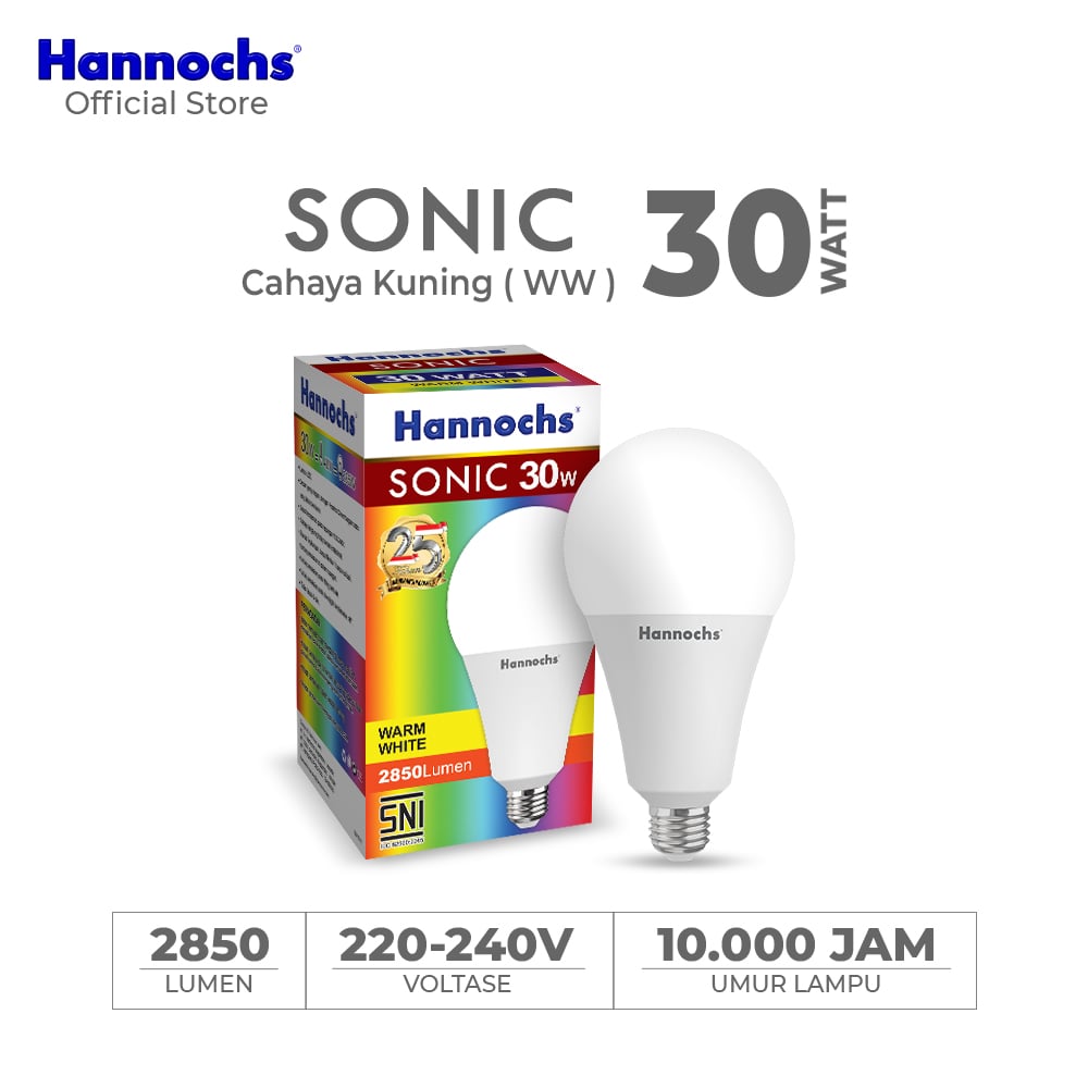 Hannochs Lampu Bohlam LED Sonic 30W Cahaya Kuning