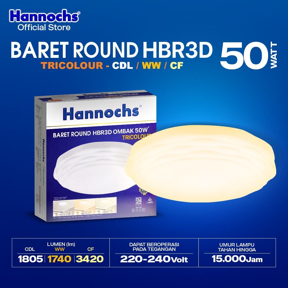 Hannochs Lampu Downlight LED Baret Round HBR3D Ombak 50W Tricolour