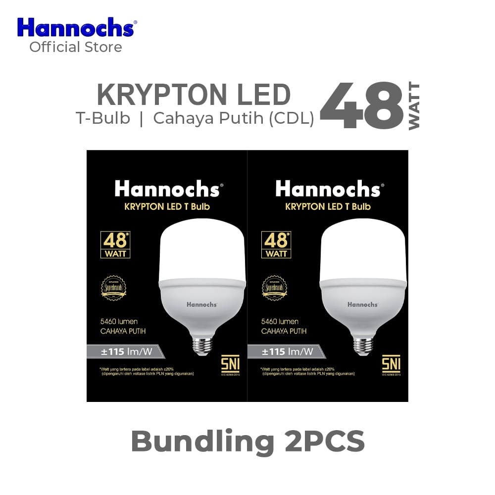 Hannochs Lampu Bohlam LED Krypton T Bulb 48W Cahaya Putih Paket Isi 2pcs